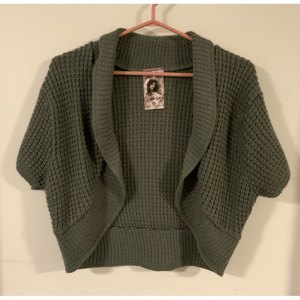 Women Short Grey Knitted Cardigan  - Size 1X